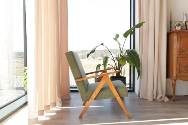Scandinavian armchair moss green zig zag modern design VAR