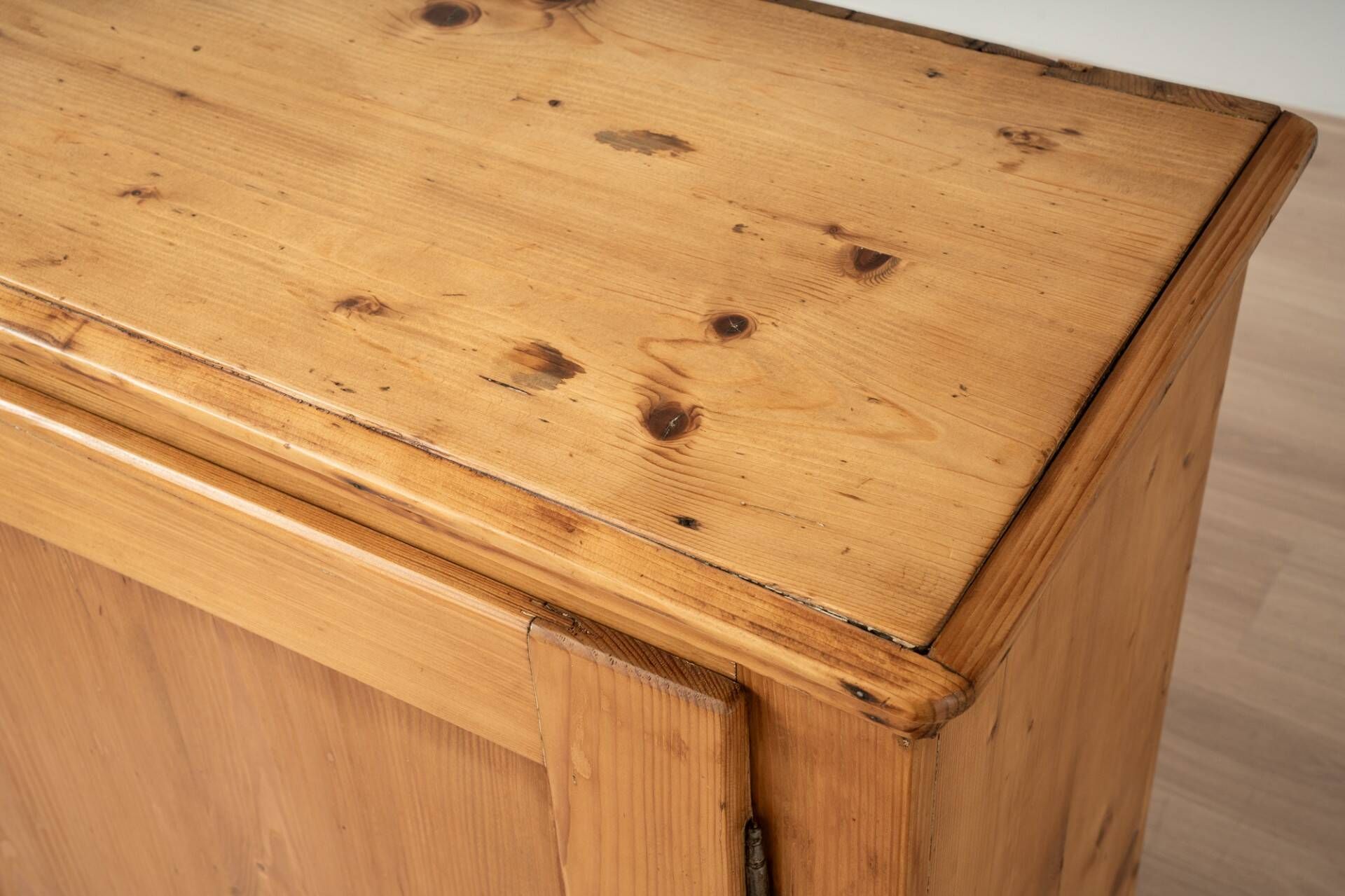 Antique Pine Biedermeier Cabinet with Four Drawers