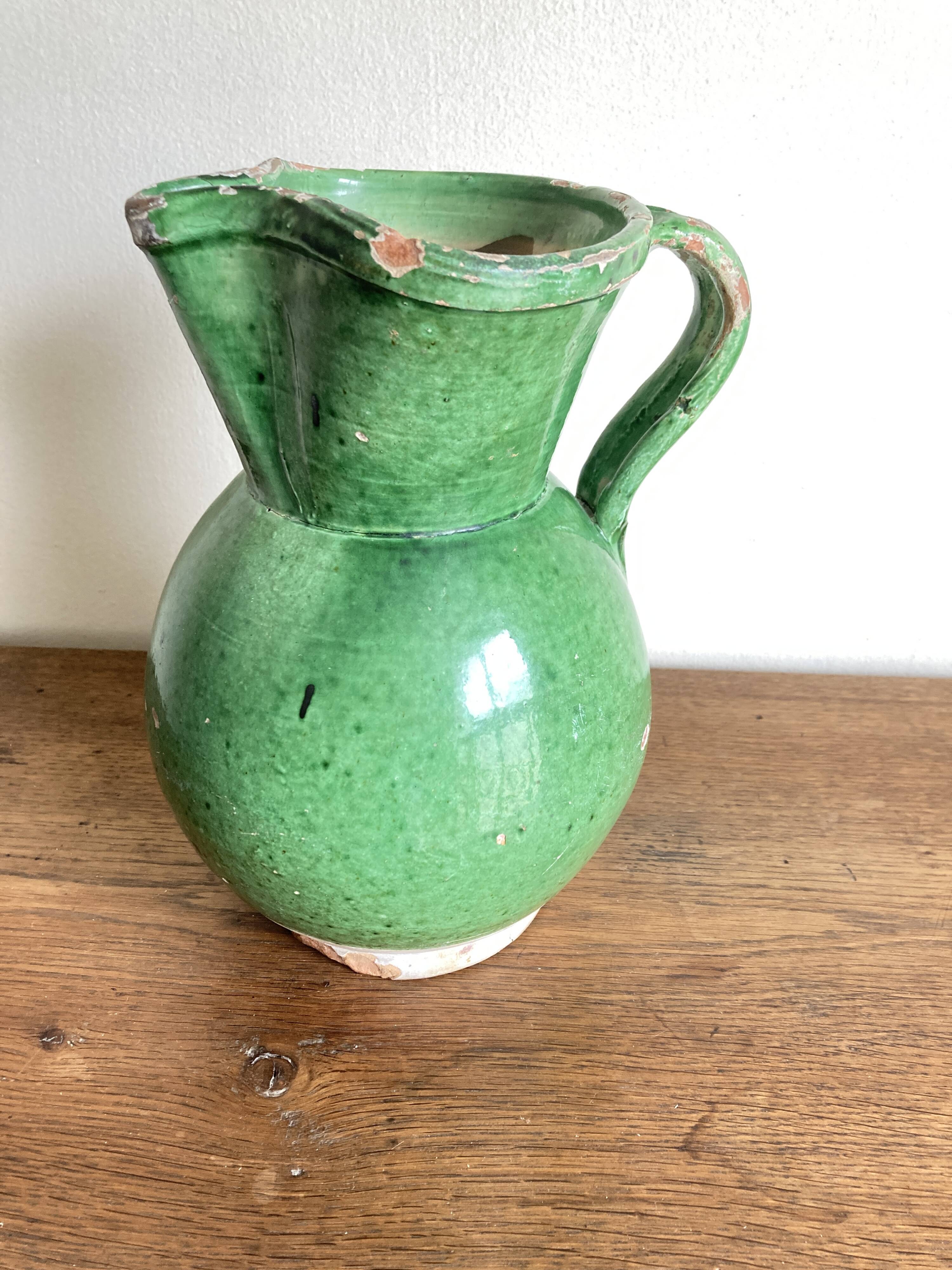 Vase pitcher Sicily Italy in glazed earthenware folk art 1950