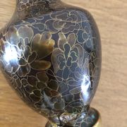 Chinese cloisonné vase in brass on wooden base floral motifs