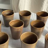 Set of 10 small stoneware mugs from Digoin.