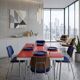 Table "floating" Space age 1970 Red Glass and Dove Tail - 140x80cm