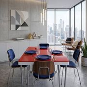 Table "floating" Space age 1970 Red Glass and Dove Tail - 140x80cm