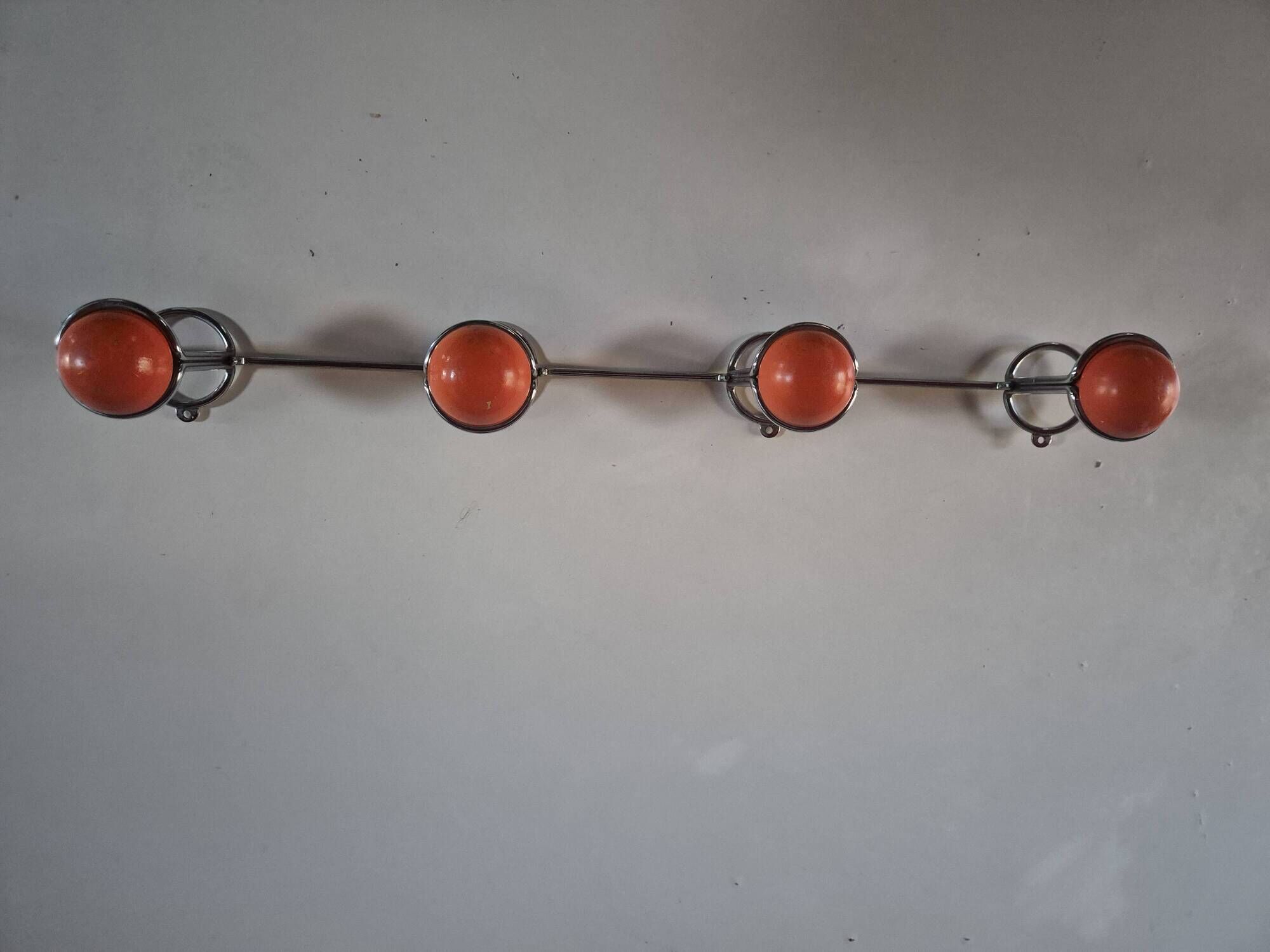 vintage metal coat rack with orange ball 1970s