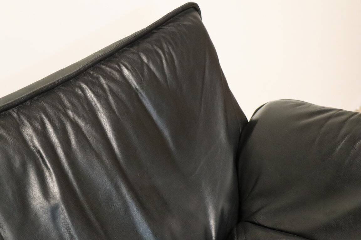 Vintage sofa by Johan Bertil Häggström for Ikéa in leather and chrome metal, 1970s