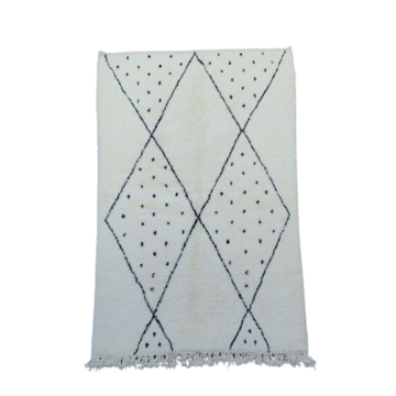 Carpet beni ouarain berber diamond and black peas 140 X 220 cm