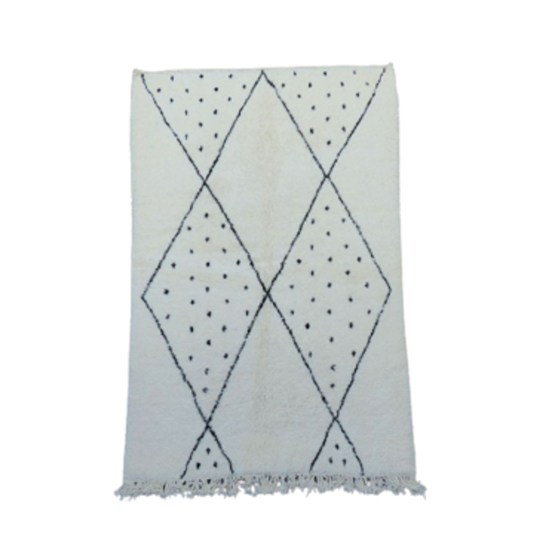 Tapis beni ouarain berbère losange et pois noirs 140 X 220 cm