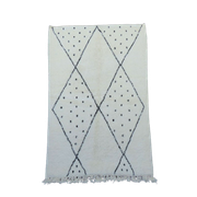 Tapis beni ouarain berbère losange et pois noirs 140 X 220 cm