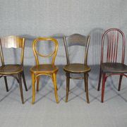 Set of 4 bistro chairs 1910/1930 curved wood, thonet, fischel etc