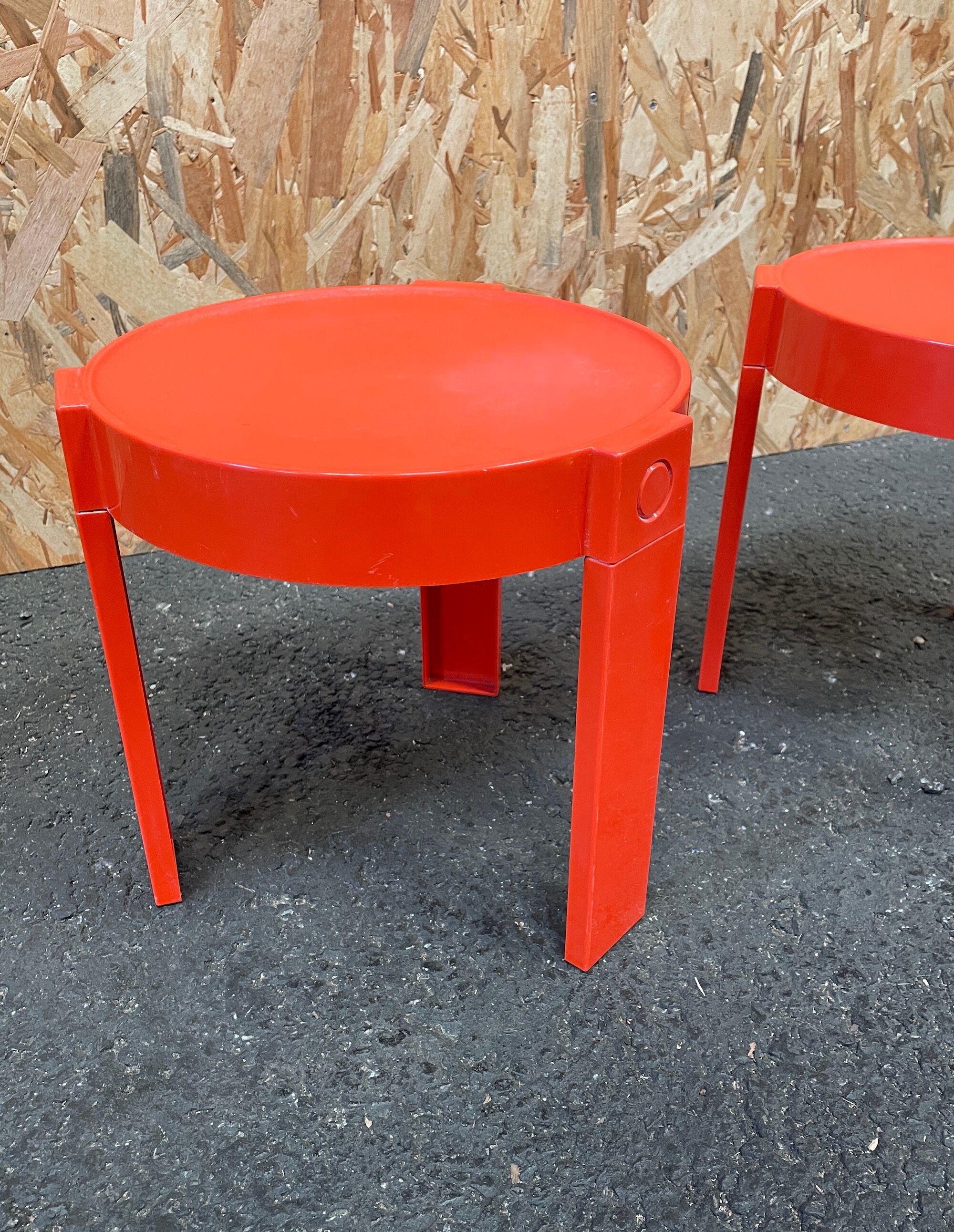 Pair of orange bedside tables
