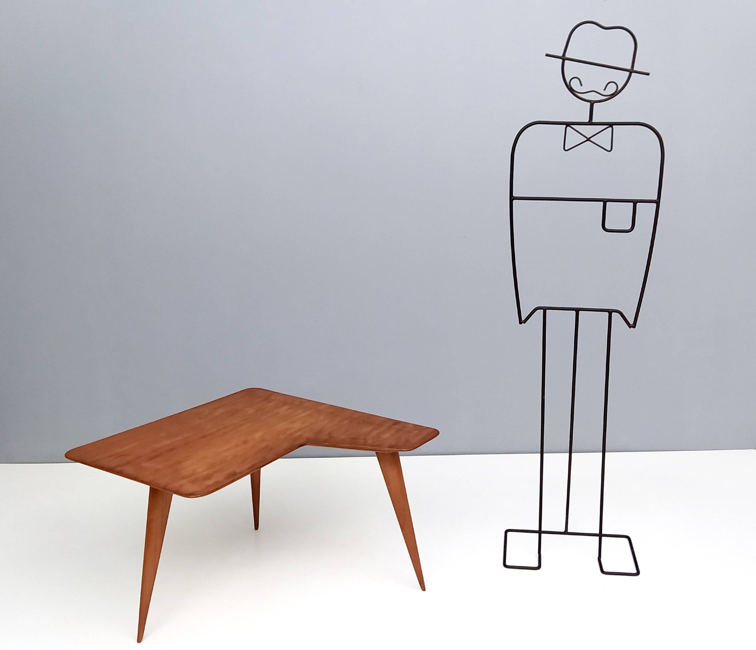 Irregular Shaped Cherrywood Veneer Coffee Table Attr. to Gio Ponti, Italy