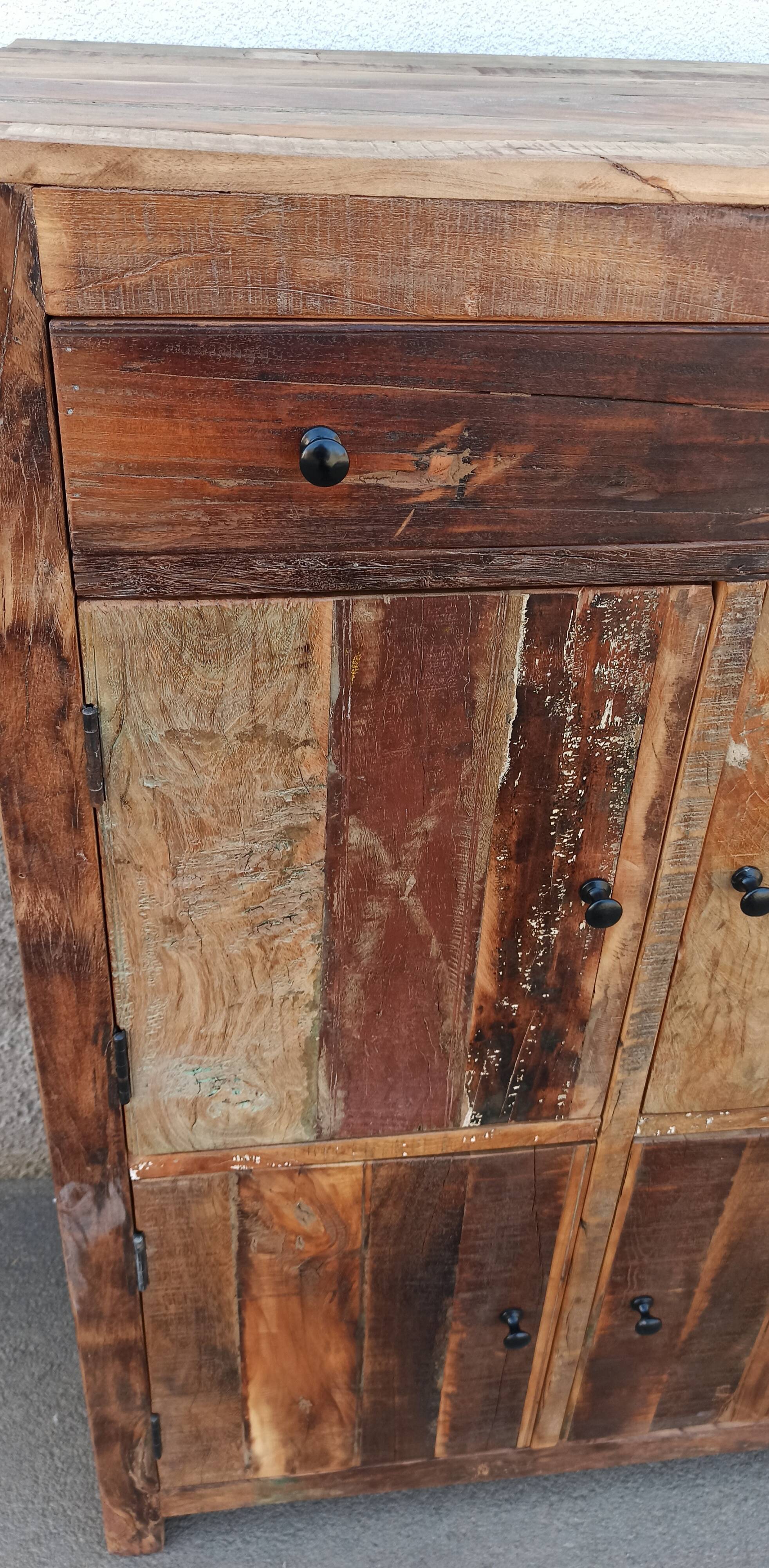 Antique wooden cabinet with 4 doors and 1 drawer