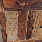 Meuble de rangement en bois ancien, 4 portes, 1 tiroir