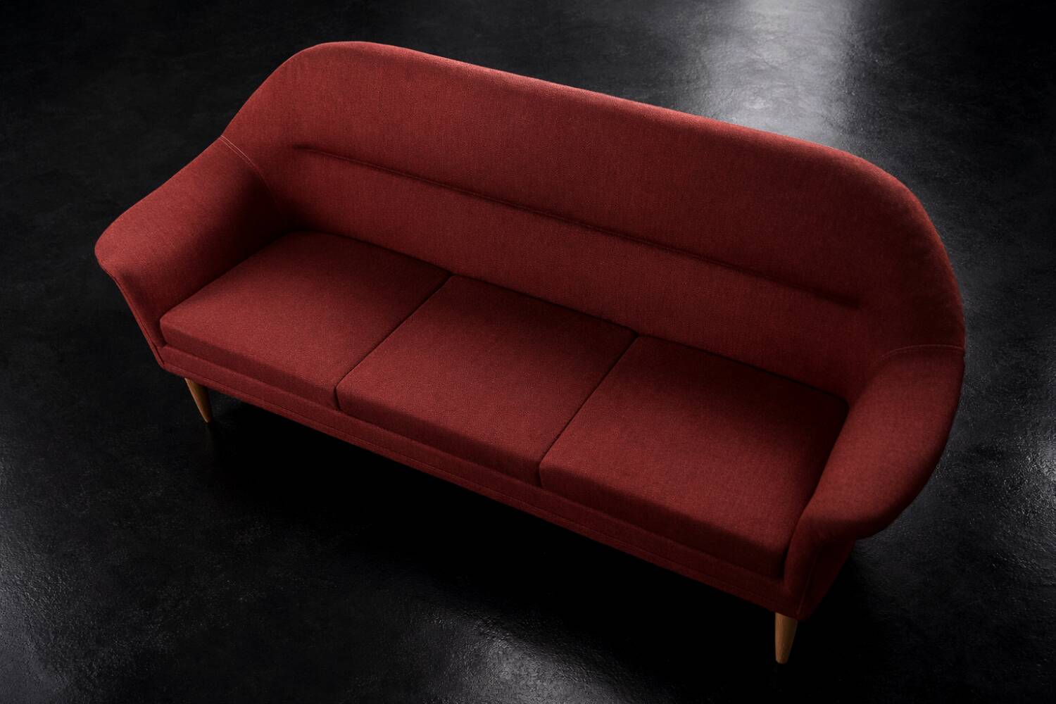 Vintage Mid-Century Scandinavian Modern 3-Seater Red Sofa