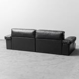 Divano modulare in pelle nera cinova anni ’70 modernariato
