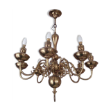 Lustre hollandais électrifié 8 branches en bronze et laiton