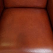 Majestic, luxurious set of 2 cognac-colored cowhide leather Art Deco design armchairs