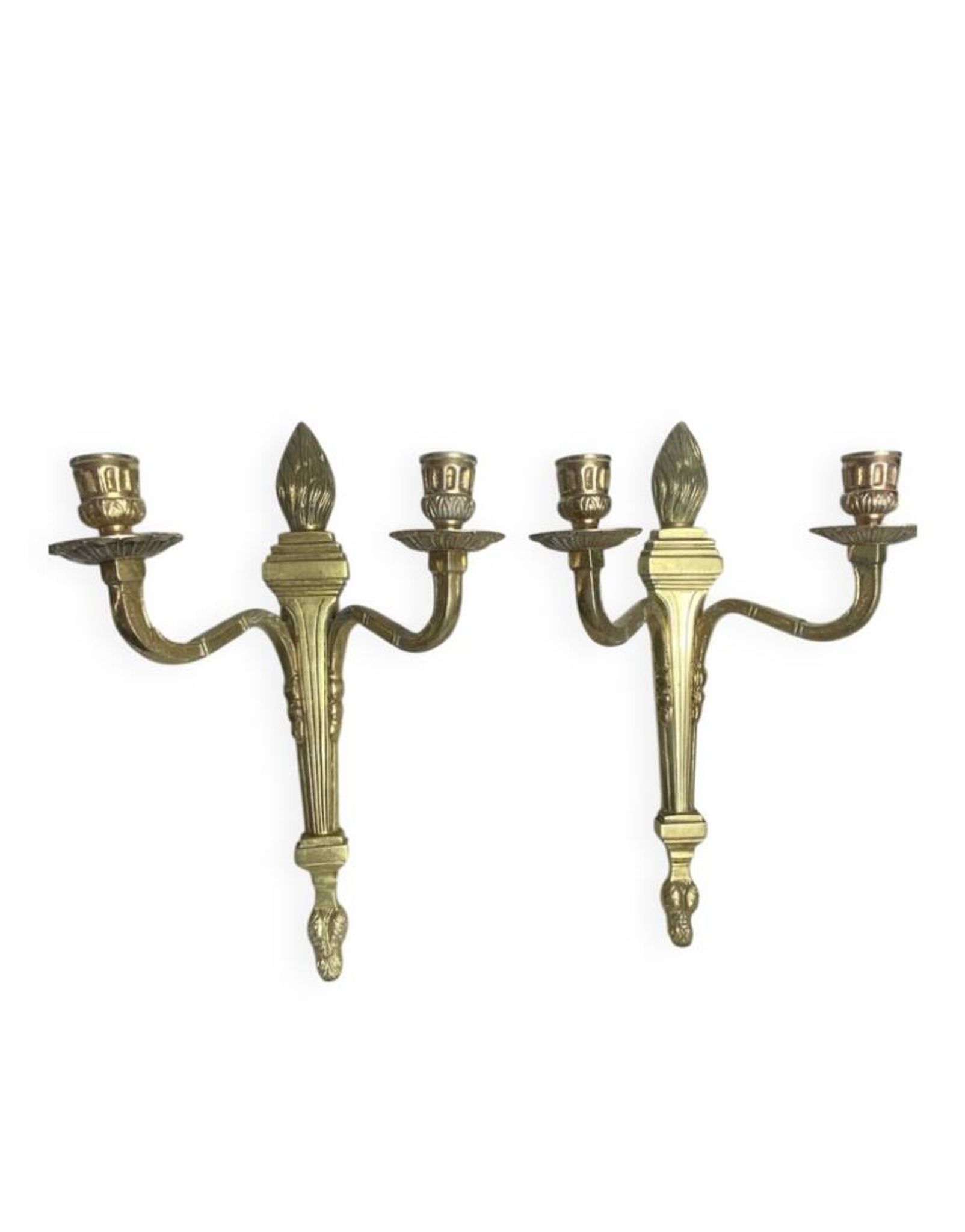 Pair of wall candle holders in bronze