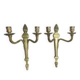 Pair of wall candle holders in bronze