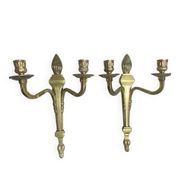 Pair of wall candle holders in bronze