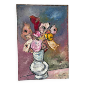 Bouquet de fleurs signé - 1969