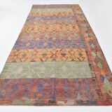 Purple & Orange & Red & Green Kilim Rug, Orientel Kilim Rug 176x390Cm