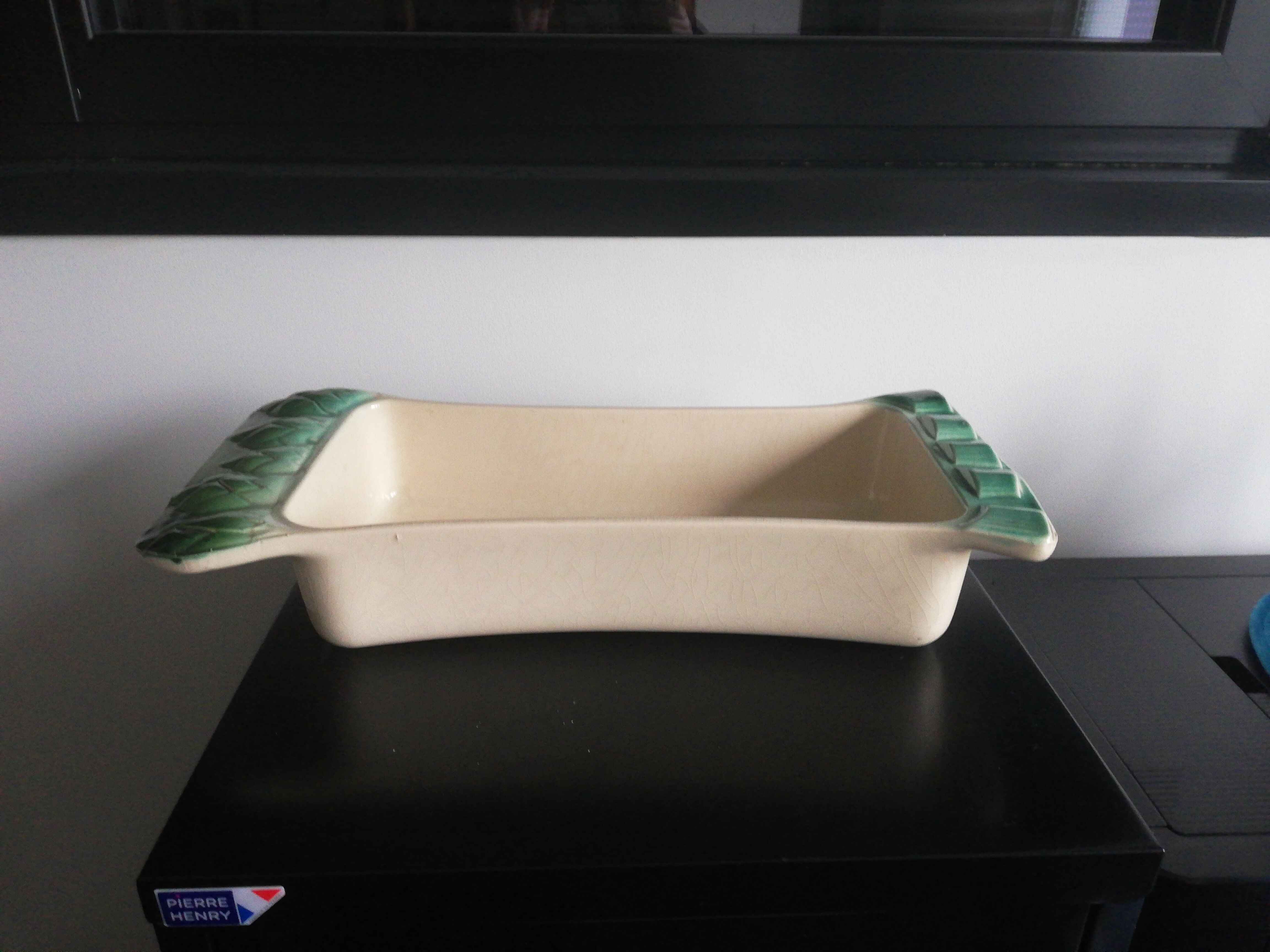 Earthenware terrine-shaped asparagus dish