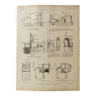 Gravure ancienne 1922, Alcool, distillation, fermentation • Lithographie, Planche originale