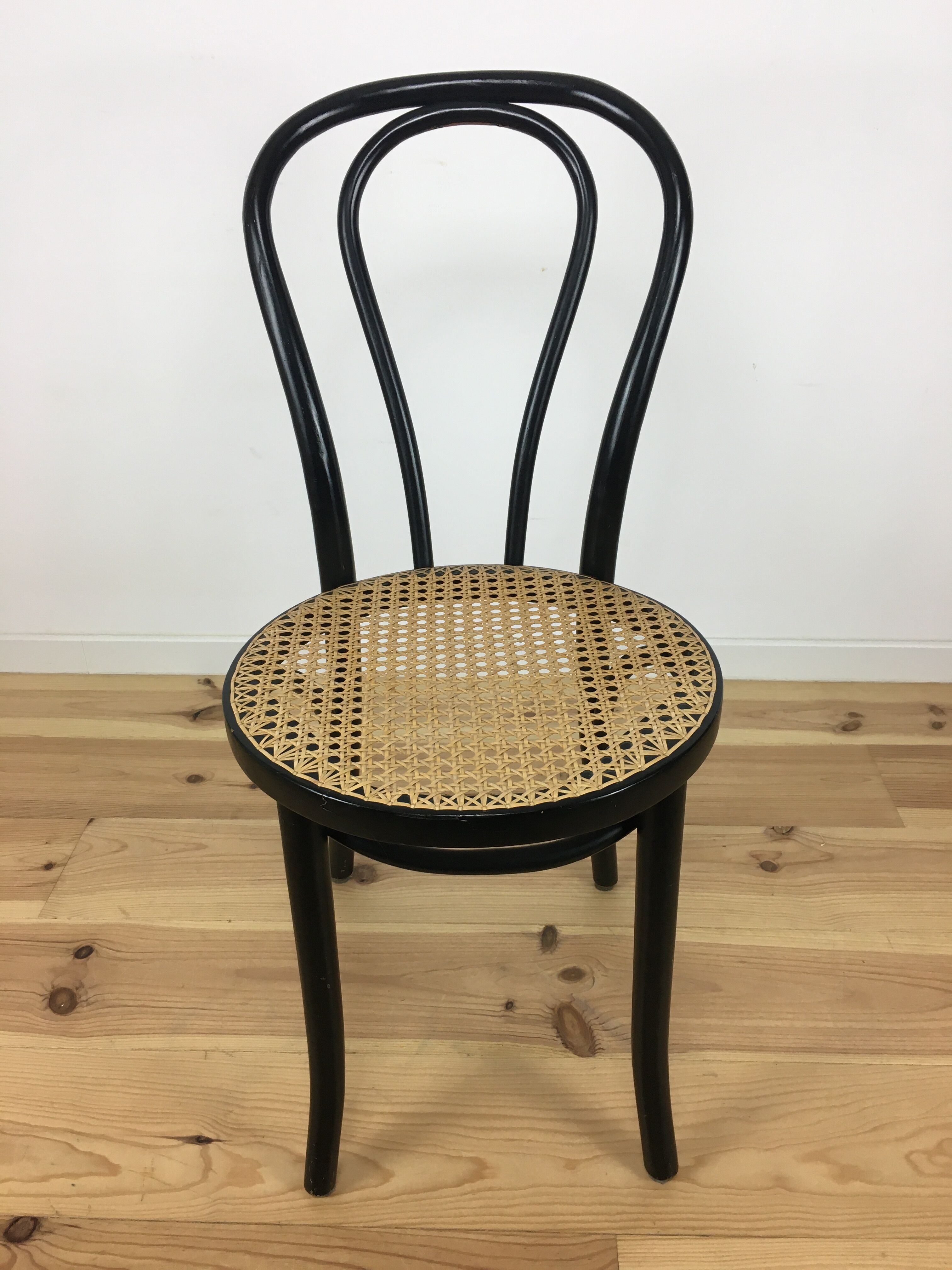 Black Thonet FMG bistro chair in curved wood and cannage