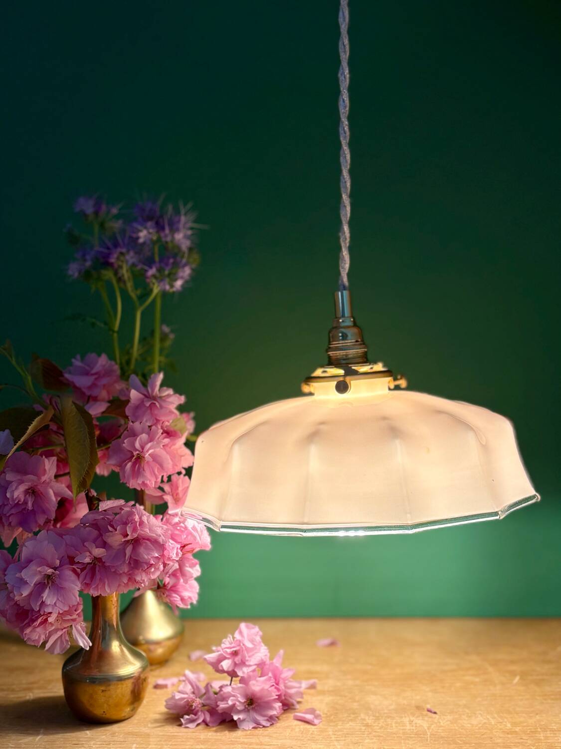 Vintage pink opaline pendant light