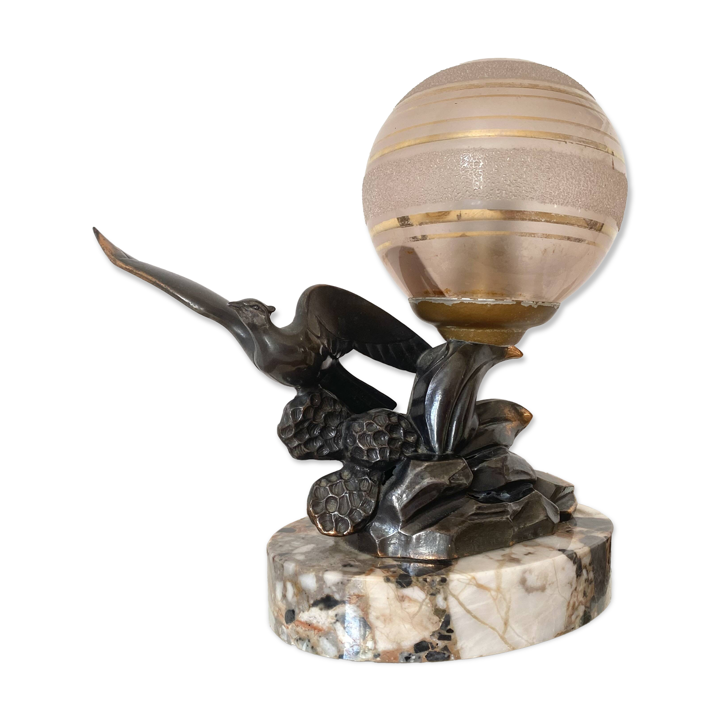 Limousin art deco night light with seagull decoration