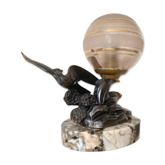 Limousin art deco night light with seagull decoration