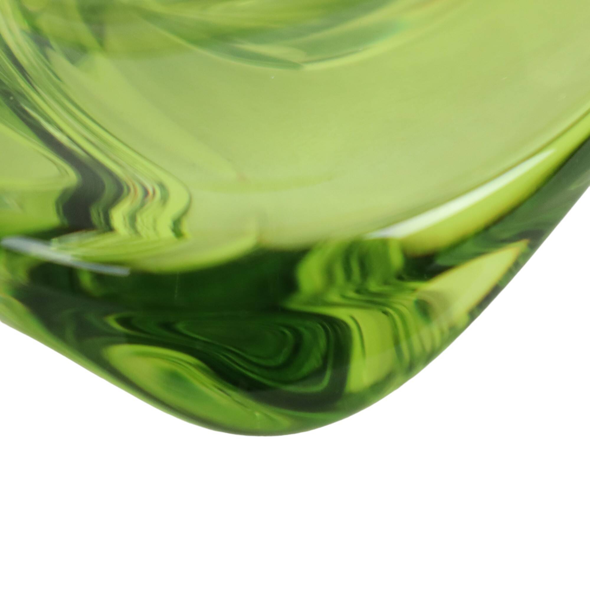 Vintage Green Crystal Bowl Val Saint Lambert 1960s