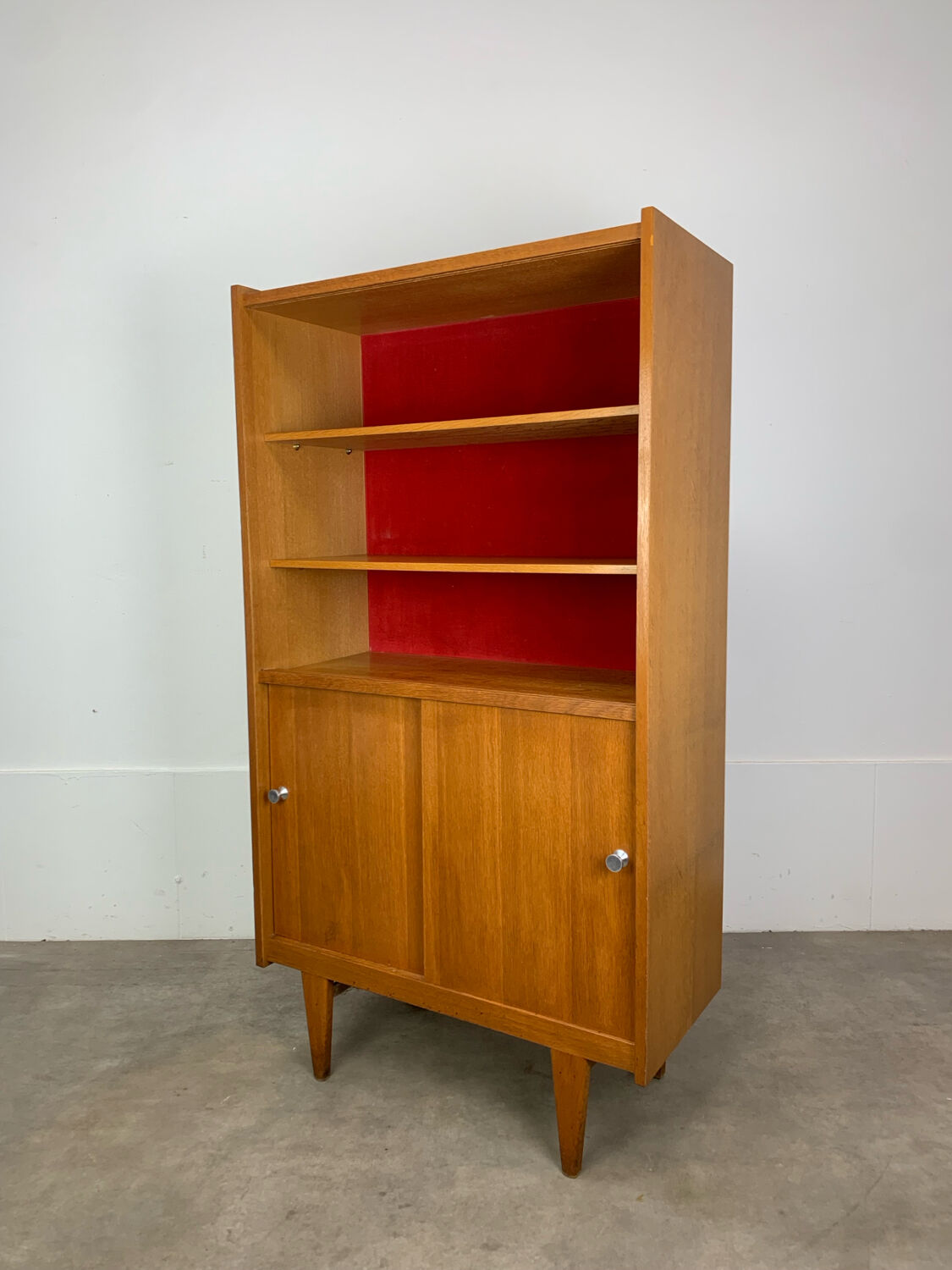 1950s vintage oak bookshelf.
