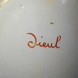 Cider pitcher in Rouen earthenware signed Dieul