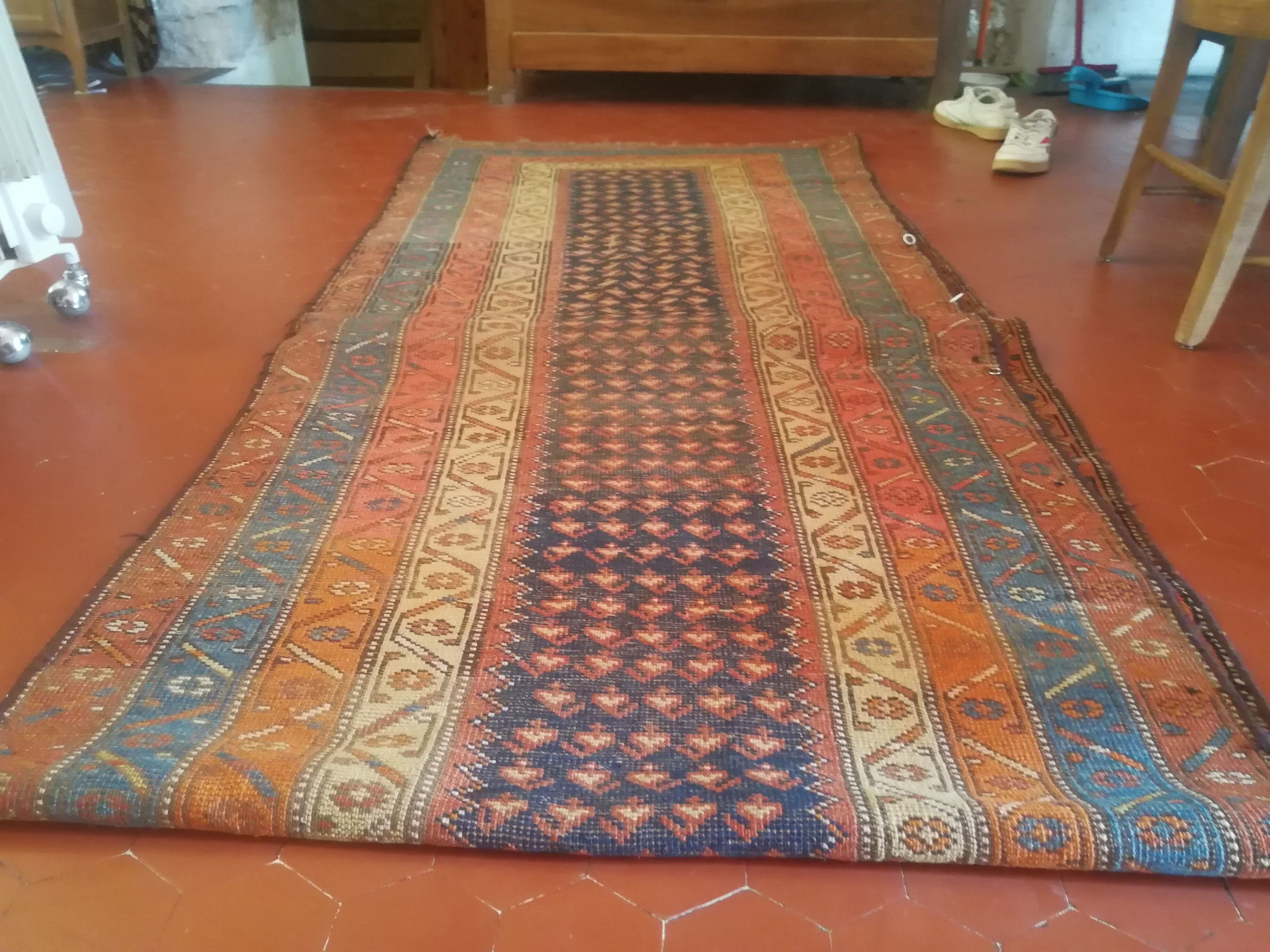 Handmade Persian kilim carpet 100% wool 91x430cm
