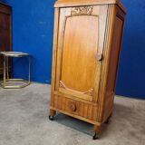 Art Deco serving trolley, cupboard on wheels in light wood.
