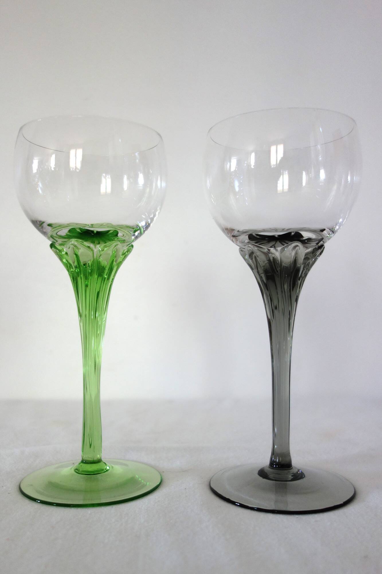 6 colorful vintage crystal wine glasses