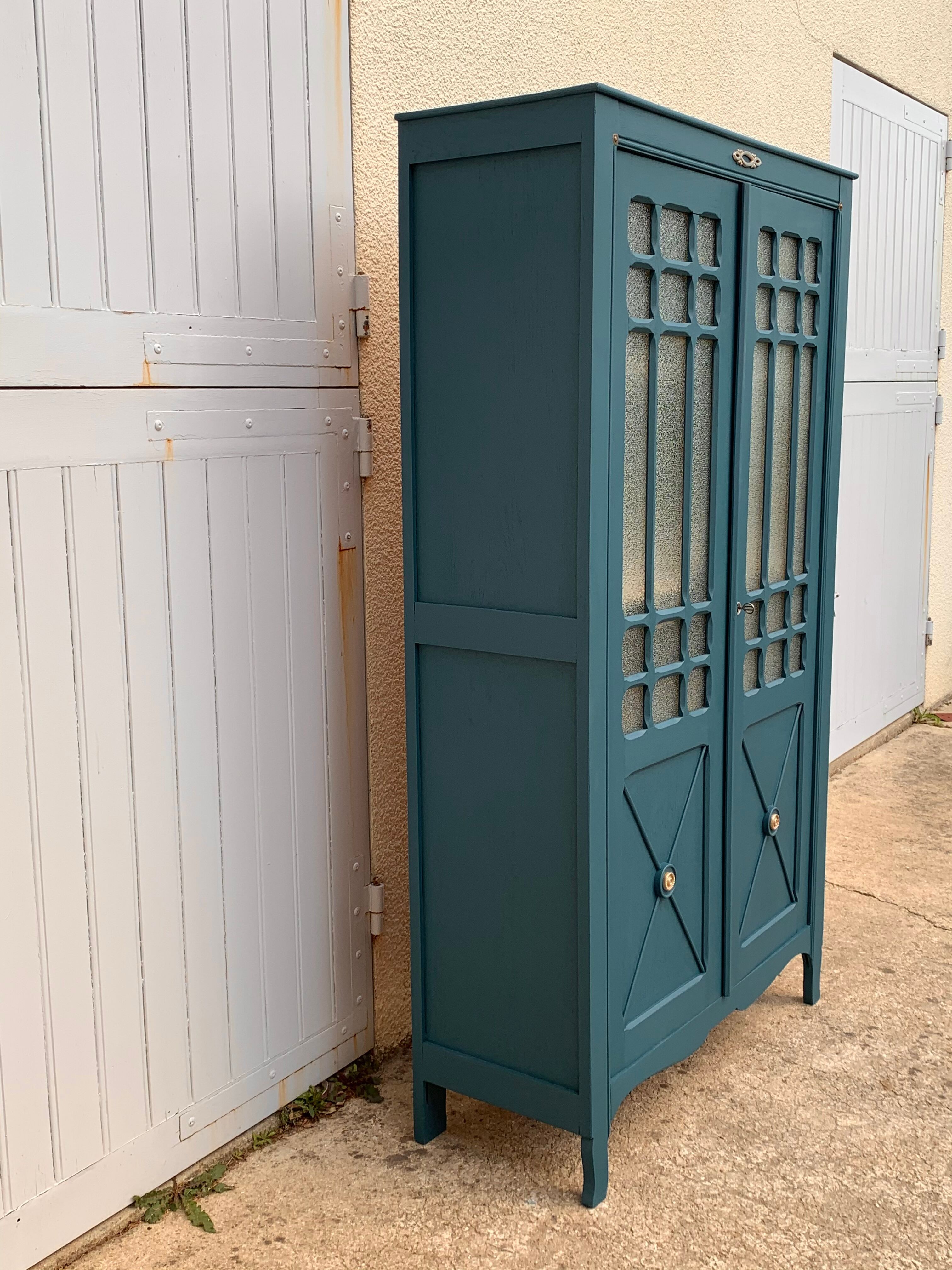 Glass-glazed Parisian wardrobe 1950