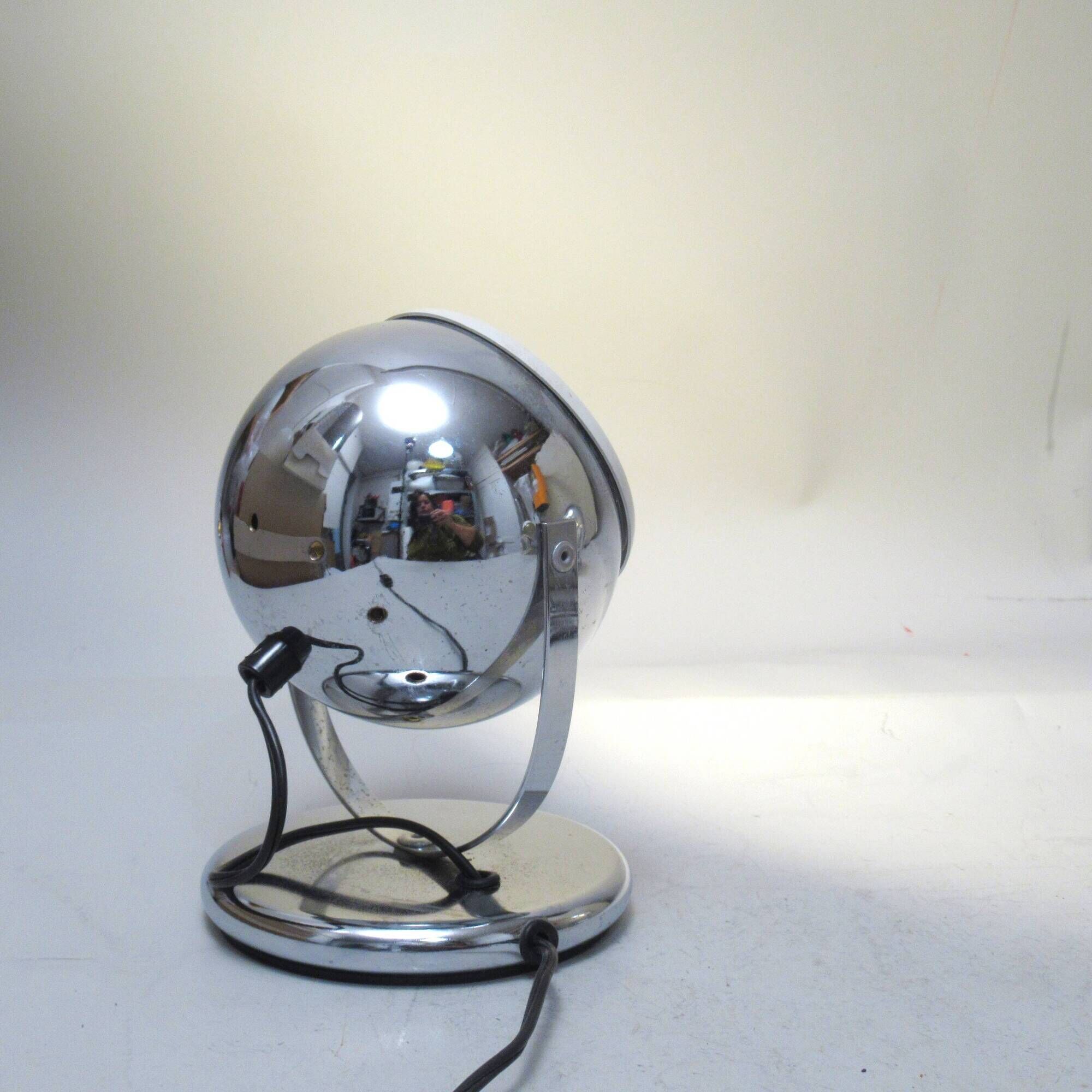 Pair of chrome ball lamps from the 1960s.