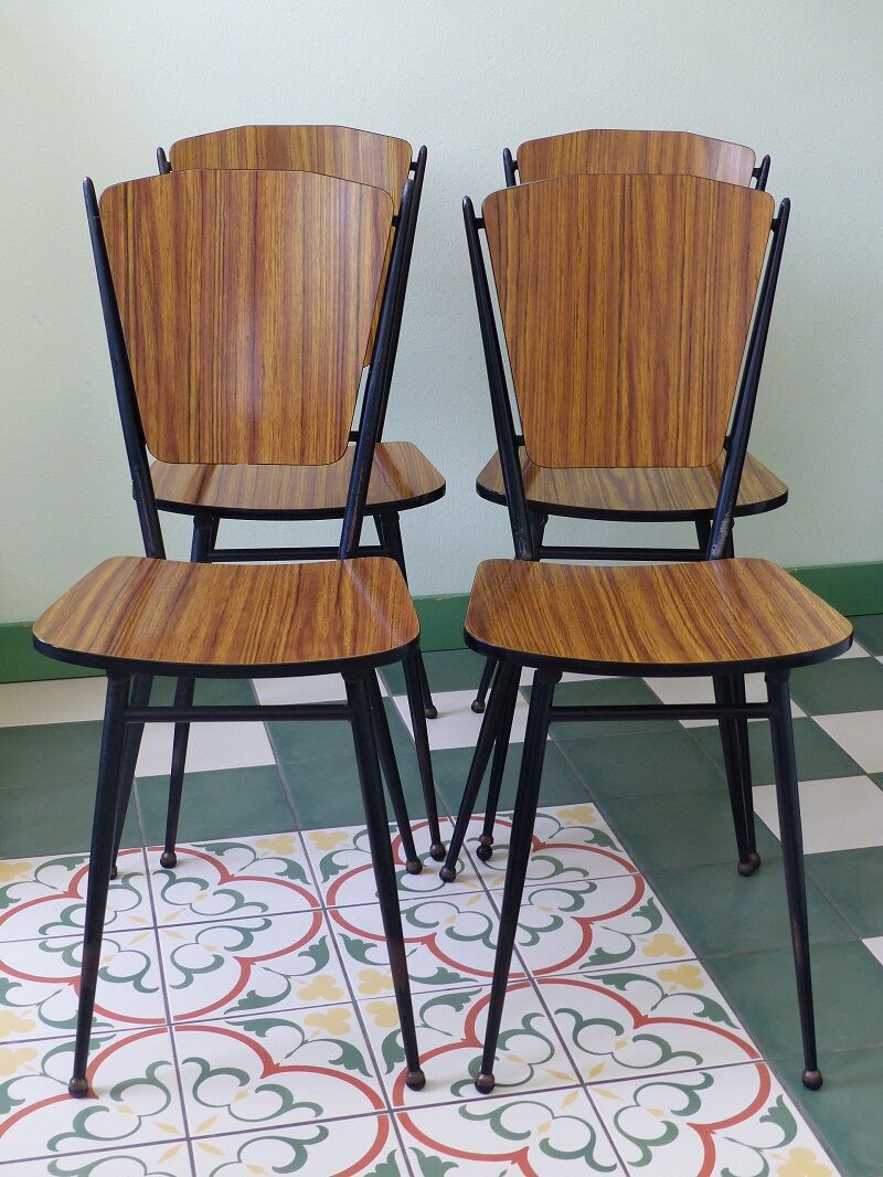 Set of 4 chairs Fusmatic in formica 60s