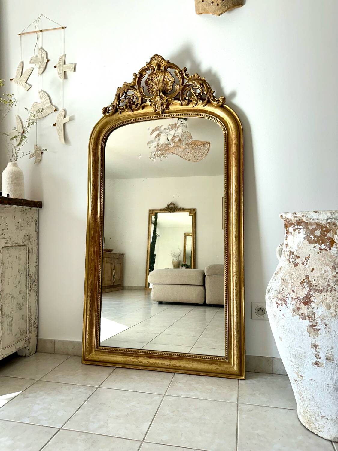 Miroir Louis-Philippe à fronton, XIXème