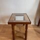 Wood, straw and glass side table, circa 1950