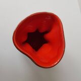 Ceramic vase Pearly black / red Free form - 60s design signed L Bro