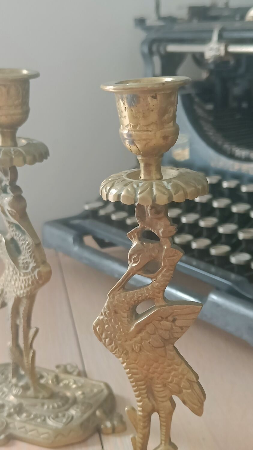 Paire de bougeoirs anciens Style orientaliste Art déco