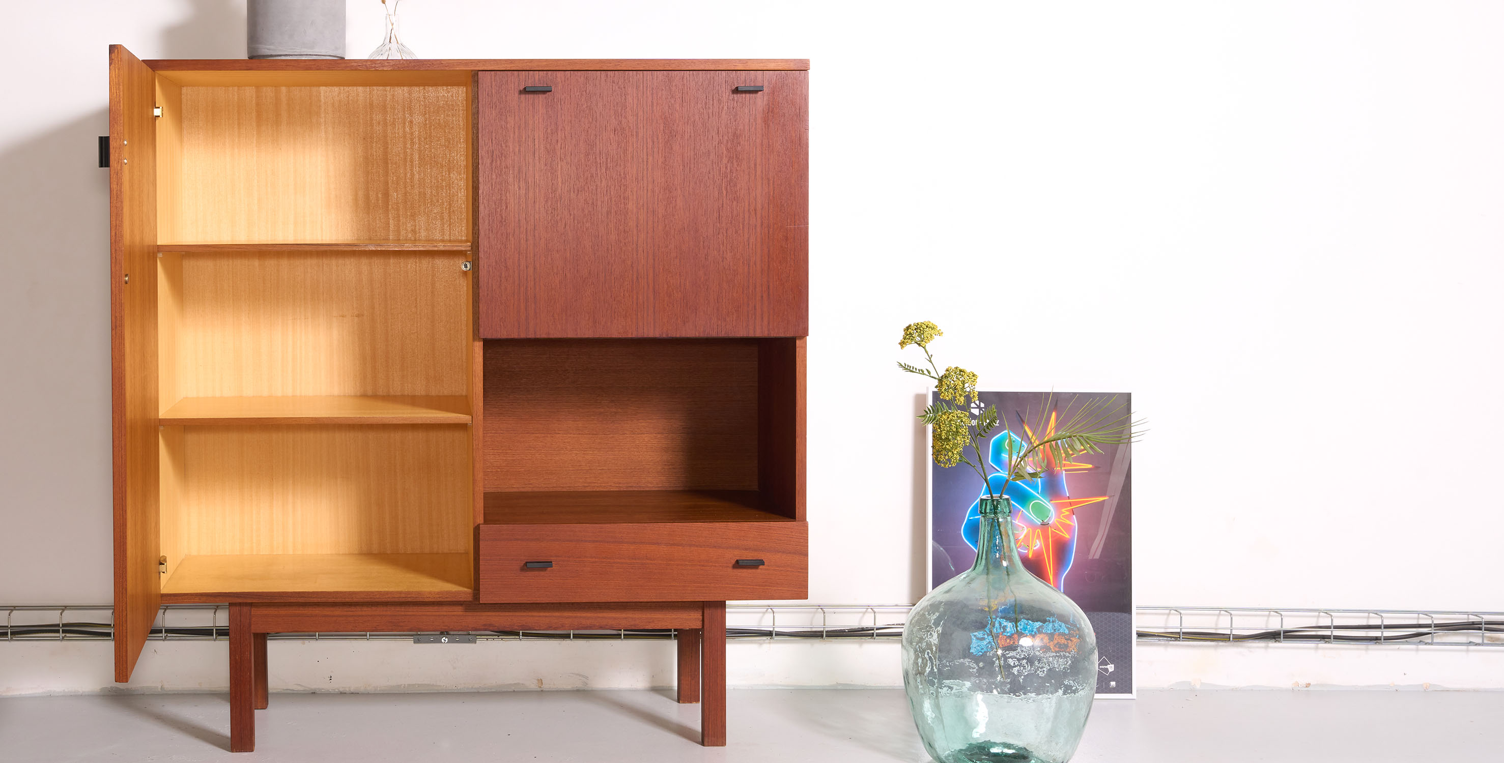 Vintage high sideboard, modernist style, L116cm