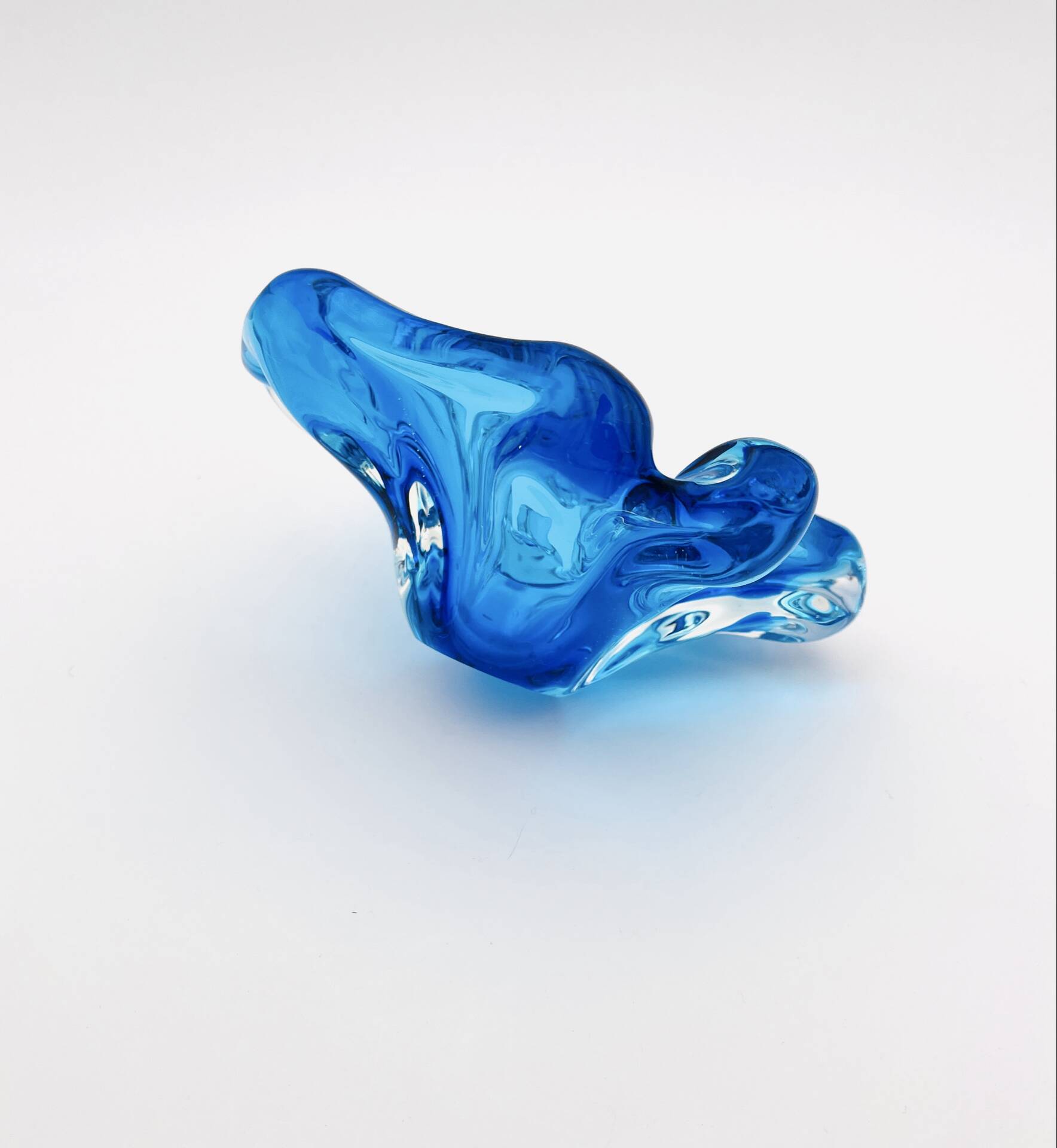 Flavio Poli Murano Crystal Sommerso Blue Turquoise Cup 17cm
