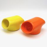 Rare Space Age Ceramic Pair Pop art desk Sculptures Organizers by Form Devaux 1970