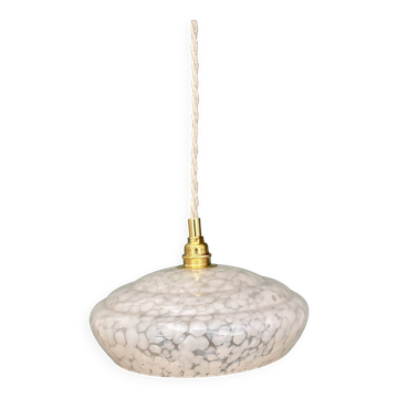 Vintage white Clichy glass lampshade pendant light