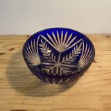 Cobalt Blue Cut Glass Salad Bowl